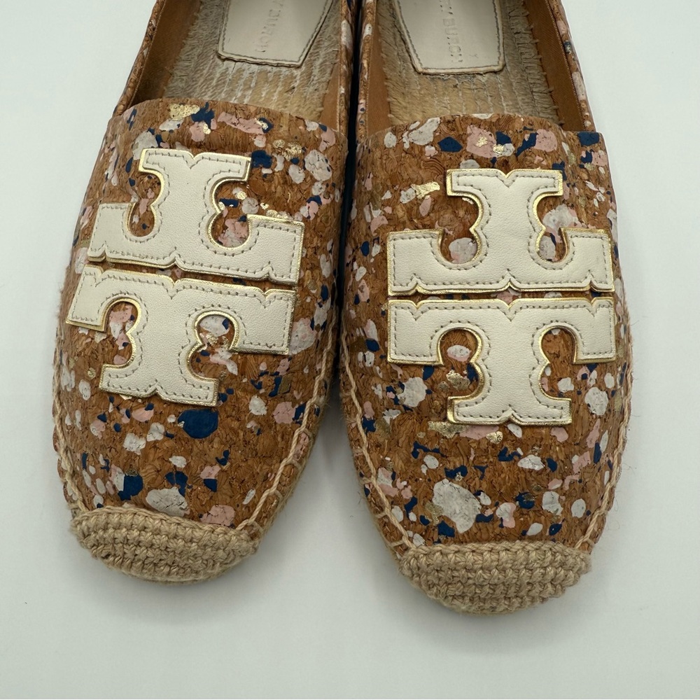 Tory Burch INES ESPADRILLE CONFETTI CORK / CALF LEATHER /METALLIC LEATHER  SZ 9M - Picture 6 of 17
